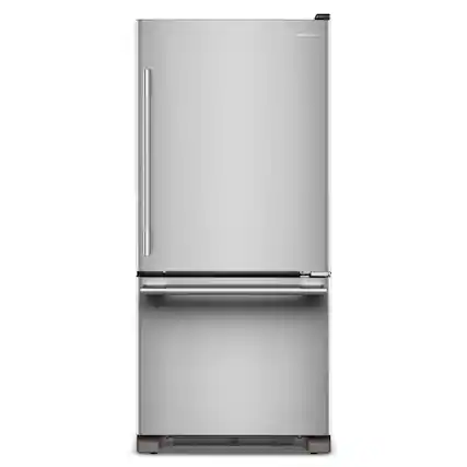 Front. KitchenAid - 19 Cu. Ft. 30-Inch Standard-Depth Bottom Mount Refrigerator with Right Door Swing - PrintShield Stainless.