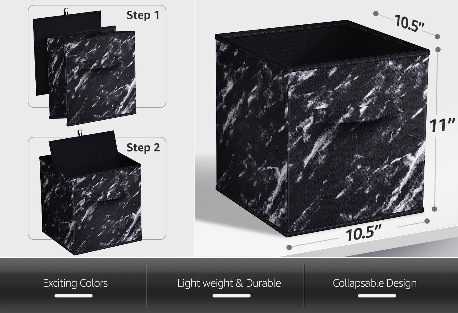 Step 1  
10.5"  

Step 2  
11" 10.5"  

Exciting Colors  
Light weight & Durable  
Collapsible Design