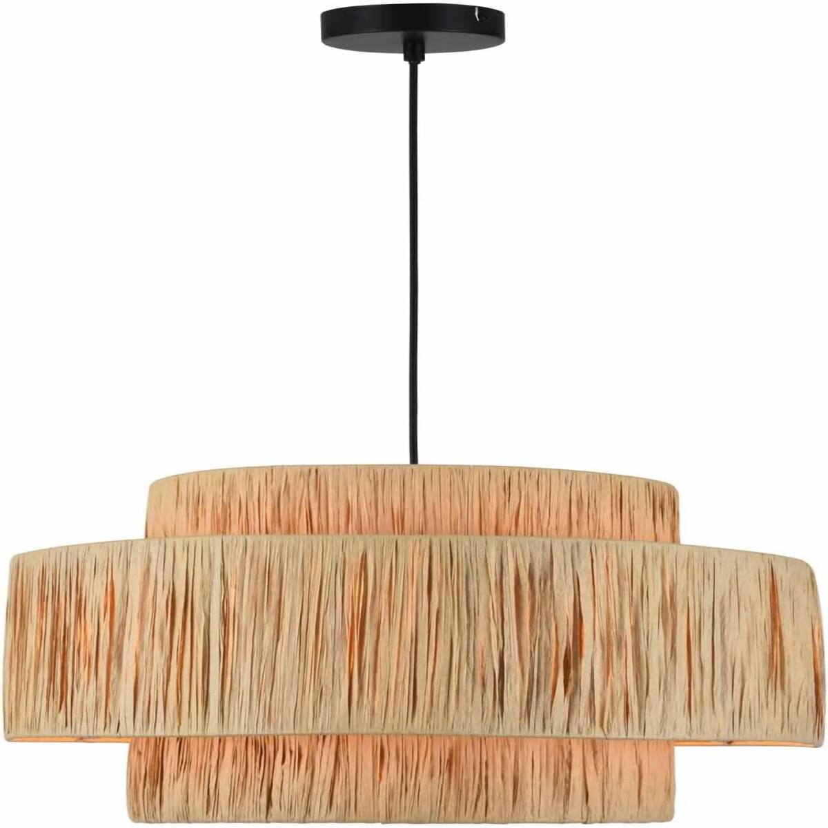 Alt View 5. Loheer - Loheer 3 Light Boho Chandelier with Natural Rattan Shade for Dining Room.