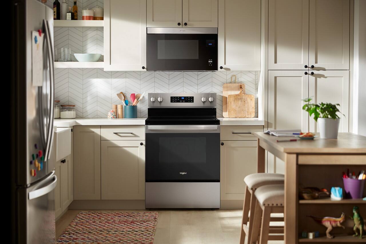 Alt View 18. Whirlpool - 5.3 Cu. Ft. Freestanding Electric Convection Range with Air Cooking Technology and Steam Clean - Stainless Steel.