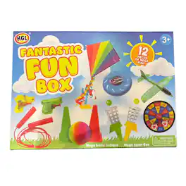 One For Fun - Fantastic Fun Box 12-Piece Outdoor Games Set with Kite, Glider, Flying Disk and Activities - Multicolor