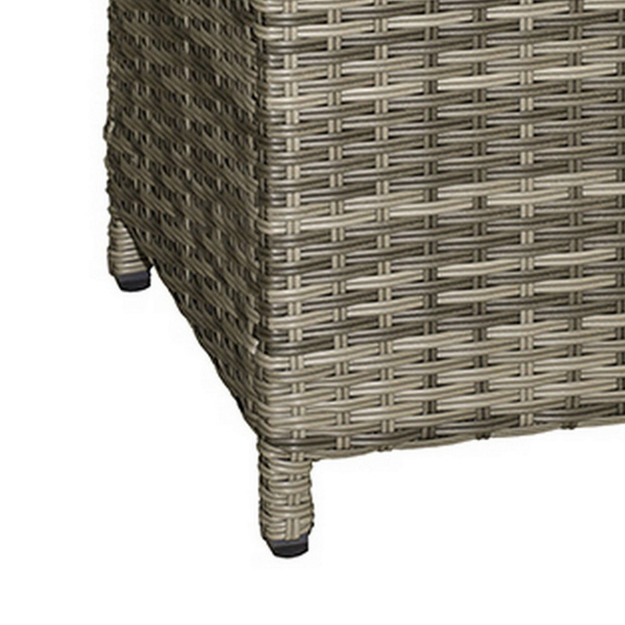 Alt View 3. Manhattan Lane - Foca 18 Inch Outdoor Square Ottoman, Set of 2, Gray Fabric, Faux Wicker - Gray, Brown.