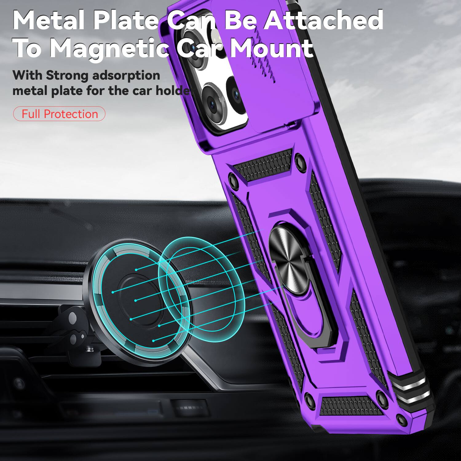 Metal Plate Can Be Attached To Magnetic Car Mount

With Strong adsorption metal plate for the car holder

Full Protection