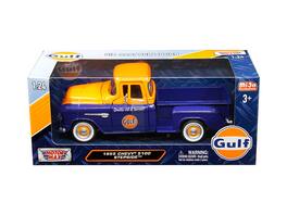 1955 Chevrolet 5100 Stepside Pickup Truck "Gulf" Dark Blue and Orange 1/24 Diecast Model Car by Motormax