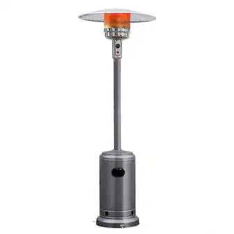Costway - 48000 BTU Propane Patio Heater Standing Steel with Wheels - Gray