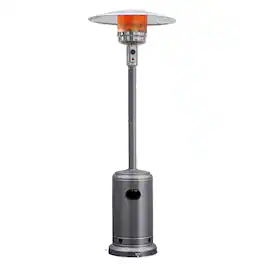 Costway - 48000 BTU Propane Patio Heater Standing Steel with Wheels - Gray