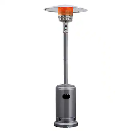 Front. Costway - Costway 48000 BTU Propane Patio Heater Standing Steel with Wheels - Gray.