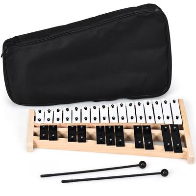 Front. Costway - Costway 27 Note Foldable Glockenspiel Xylophone Aluminum Music Instrument - Black,White,Natural.