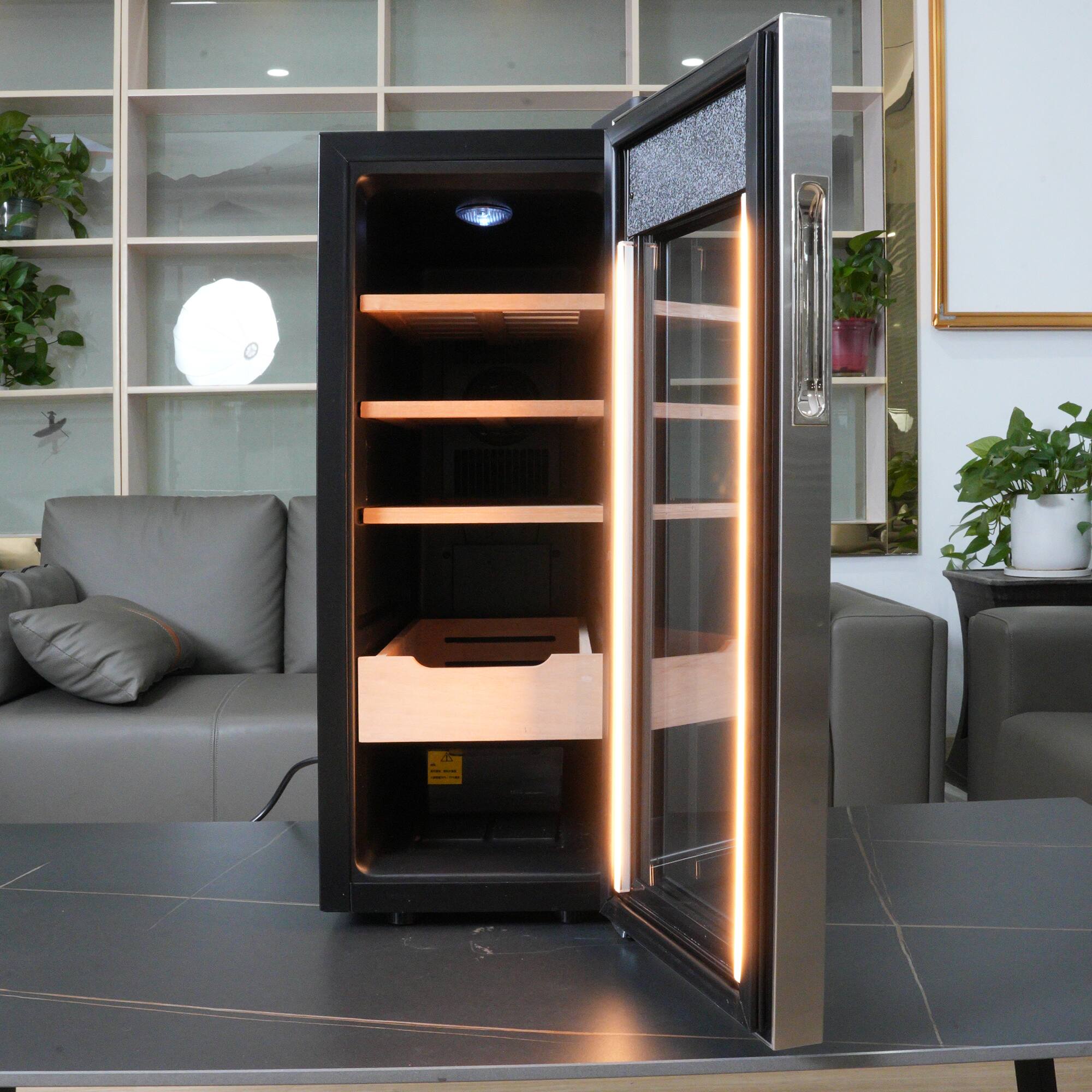 Alt View 9. KingChii - KingChii 35L Thermoelectric Cigar Humidor, 200-Cigar Electric Cabinet with Temp & Humidity Control - Silver.