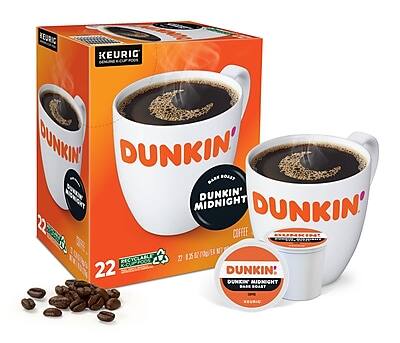 Dunkin' Midnight Coffee  
22 K-Cups  
1.25 oz each  
22 oz total  
Recyclable