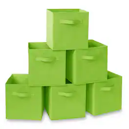 Casafield - (Set of 6) Collapsible Fabric Cubes - Storage Bins - Lime Green