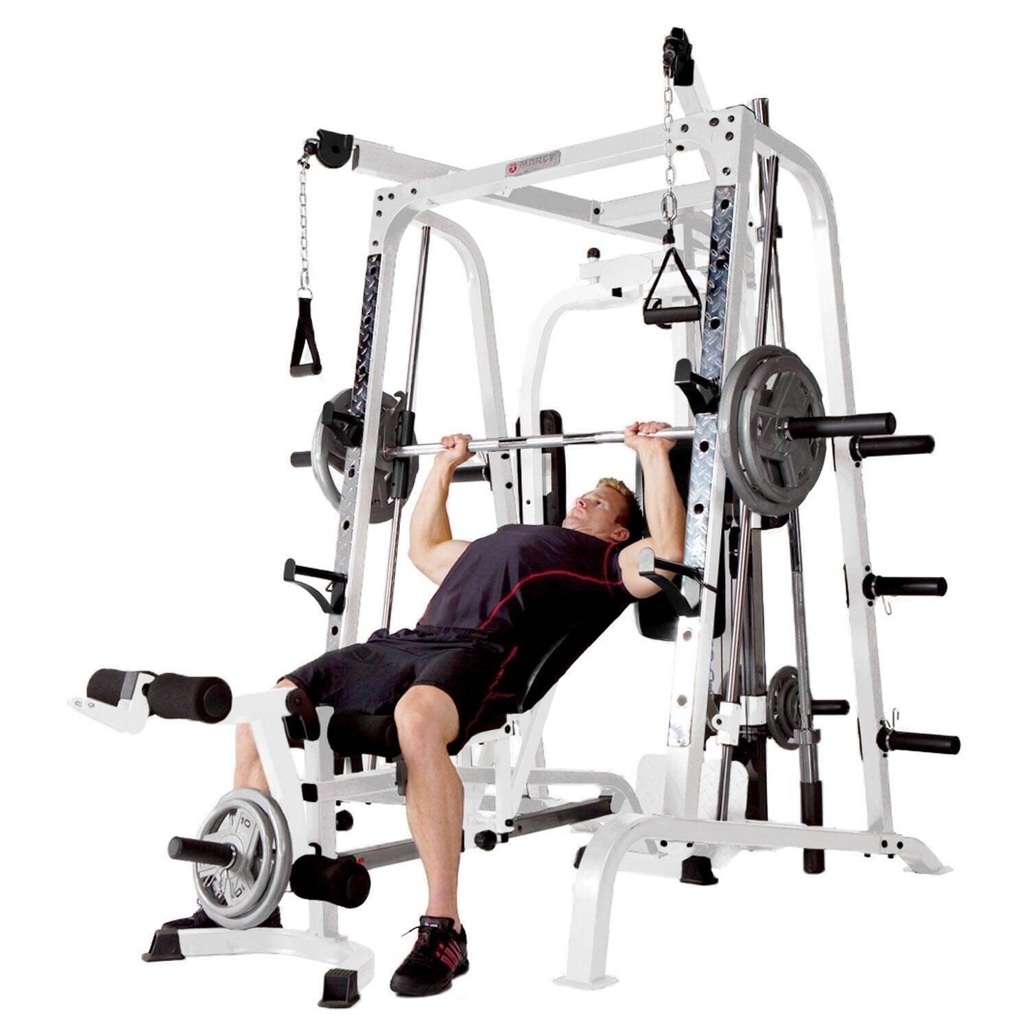 Alt View 6. Marcy - Marcy Pro Smith Cage Workout Machine Total Body Training Home Gym System, White - White,Black.