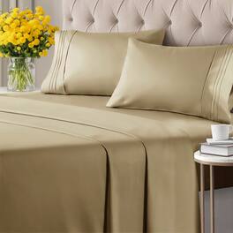 CGK Linens - Ultra Soft Solid 6 Piece Sheet Set - Comfortable Bed Sheets & Extra Pillowcases - Twin XL - Beige