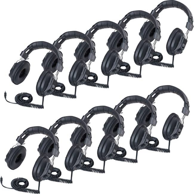 Califone - 3068AV-10L Switchable Headphones Classpack - Stereo - Mini-phone (3.5mm) - Wired - 36 Ohm - Over-the-head - Black