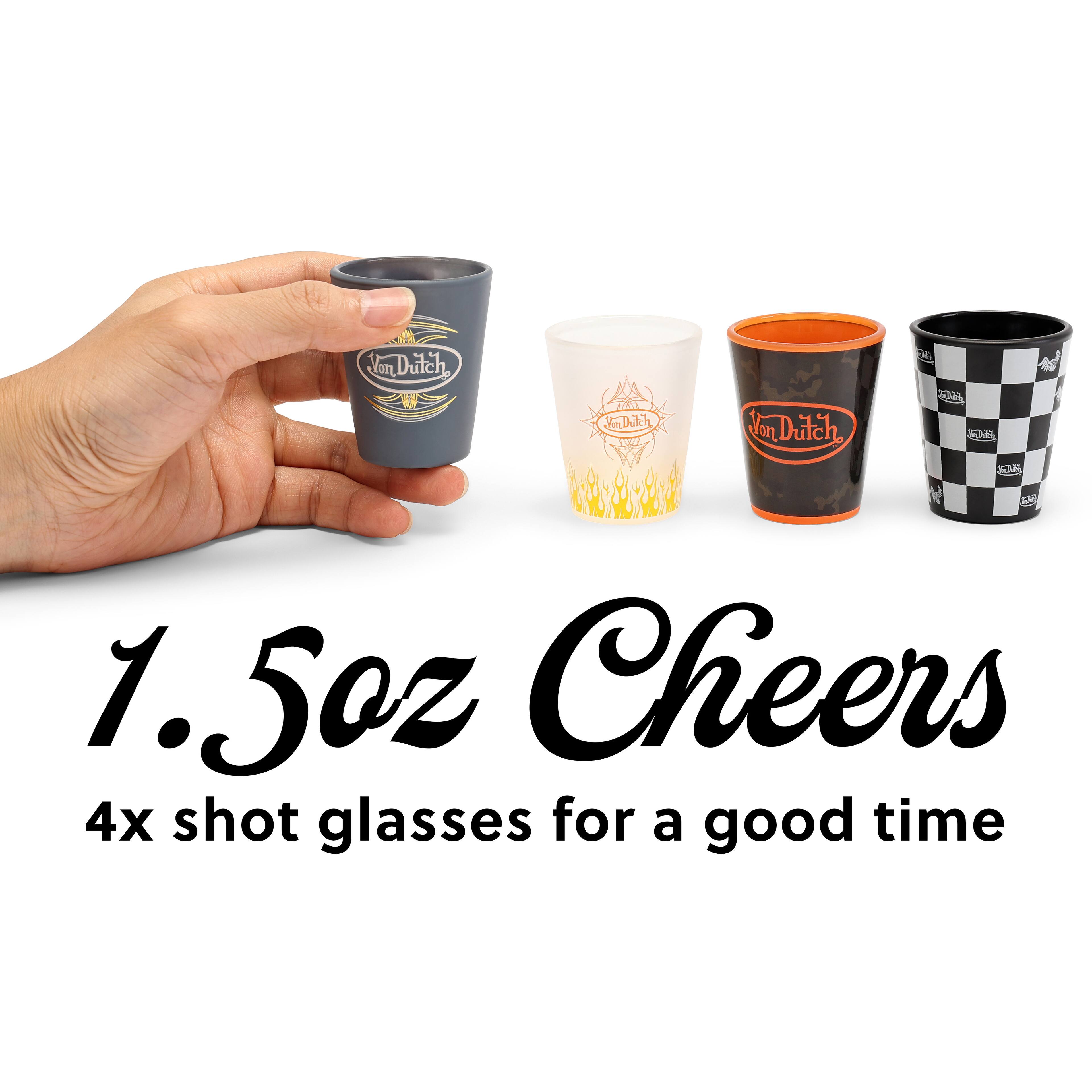 HanDritch  
TanDatch  
LanDutch  
W  
1.5oz Cheers 4x shot glasses for a good time