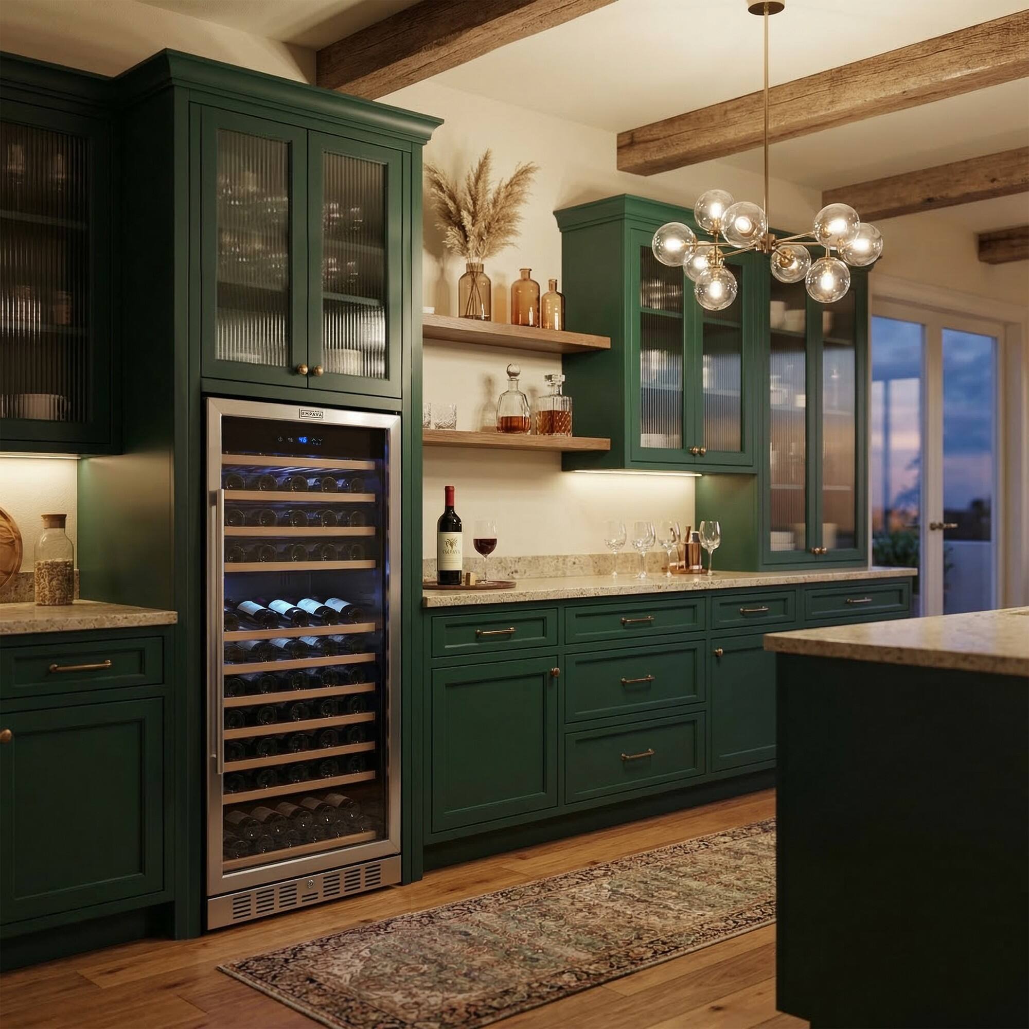 Alt View 4. Empava - 133-bottle Freestanding Wine Cooler With Compressor Cooling, 11 Beech Shelves, Wine Fridge 41-64°F In Black - Black.