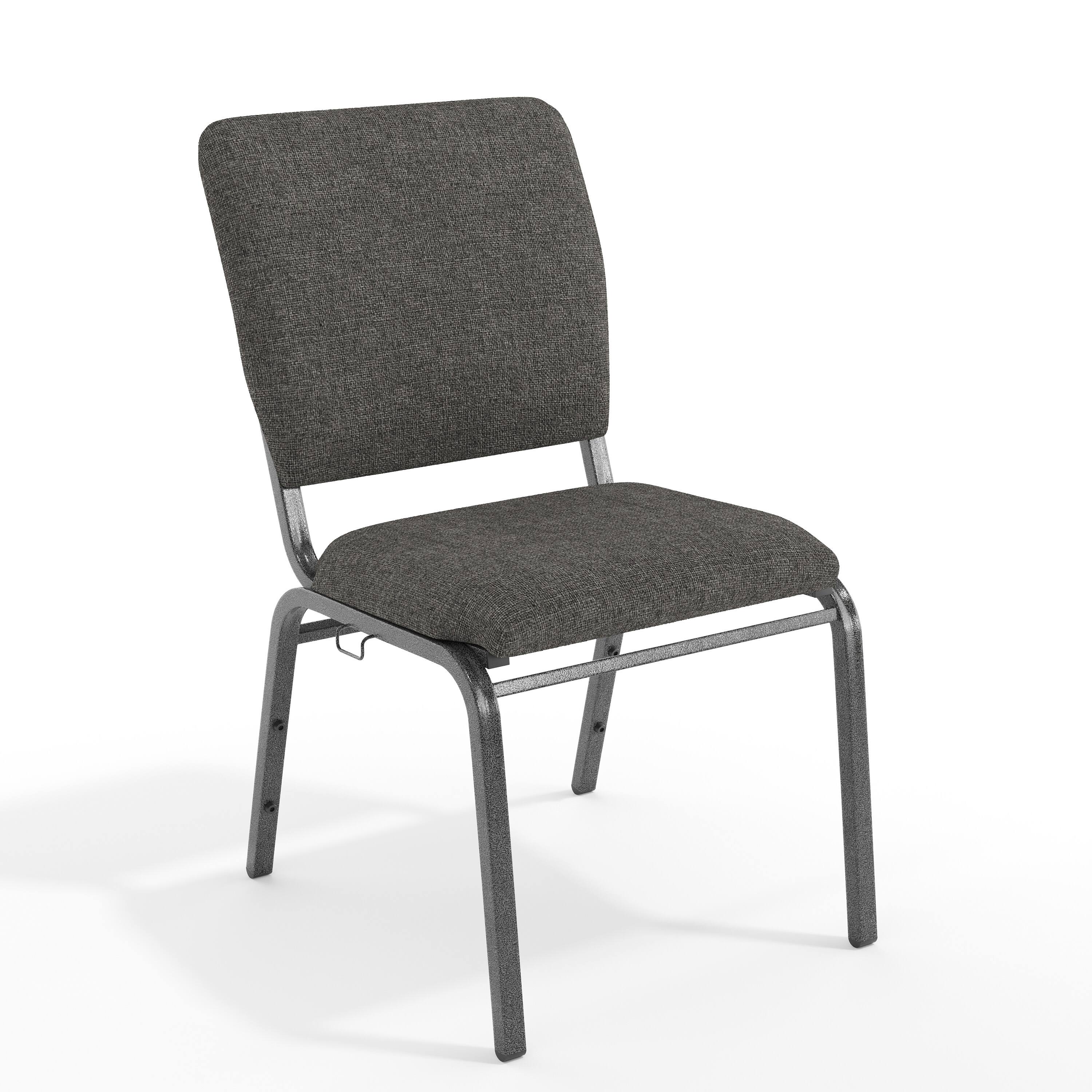 Front. Emma + Oliver - Multipurpose Church Chairs - 18.5 in. Wide - Charcoal Gray Fabric/Silver Vein Frame.