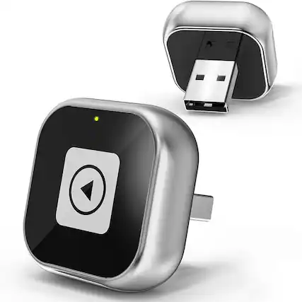 Front. ACJPR - Wireless CarPlay Adapter for iPhone, Plug & Play, iOS 10+, Silver - silver.