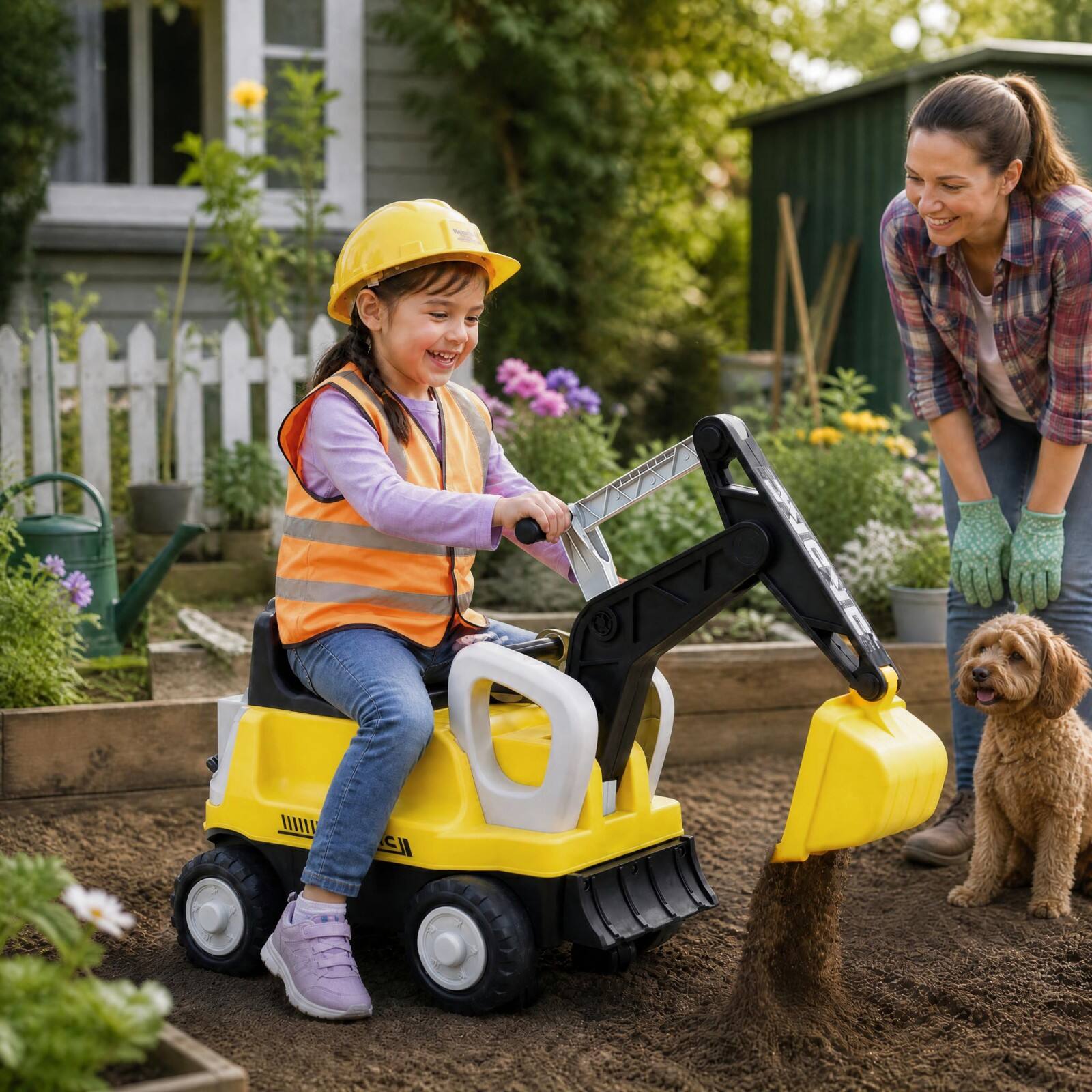 Alt View 4. Costway - Costway Toddler Ride-On Tractor with Detachable Trailer, Foot-Powered Sliding Car - Yellow.