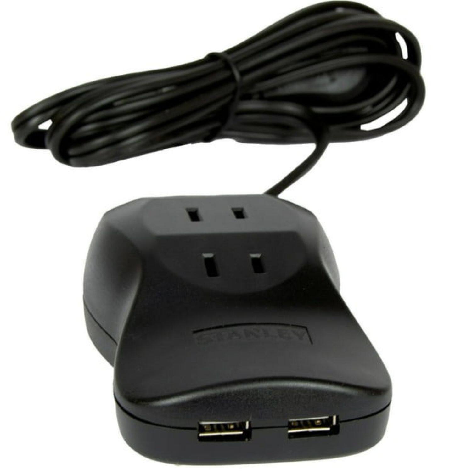 Angle. Stock Preferred - 3-Outlet Surge Protector with 2 USB Charging Ports - Black.