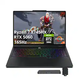 Lenovo - Legion Pro5 16" Gaming Laptop,Ryzen 7 8745HX,32GB RAM,2TB SSD+1TB Dock,RTX 5060,Backlit KB,Win 11 Pro - Black