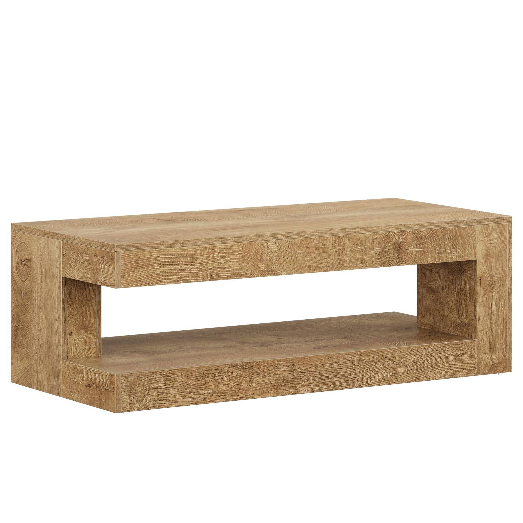 Alt View 4. Tribesigns - Coffee Table for Living Room, 47.24" Center Tea Table - Natural Wood - Rectangle.