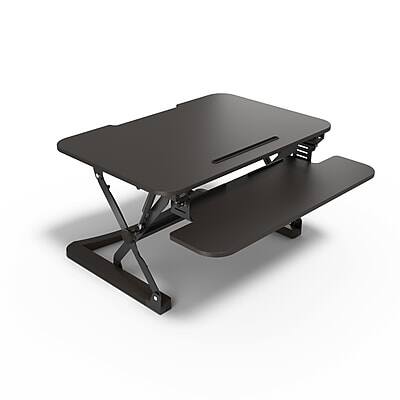 Front. Union & Scale - Union & Scale™ FlexFit™ 35" Manual Adjustable Desk Converter, Black (UN50710-CC) - Black.