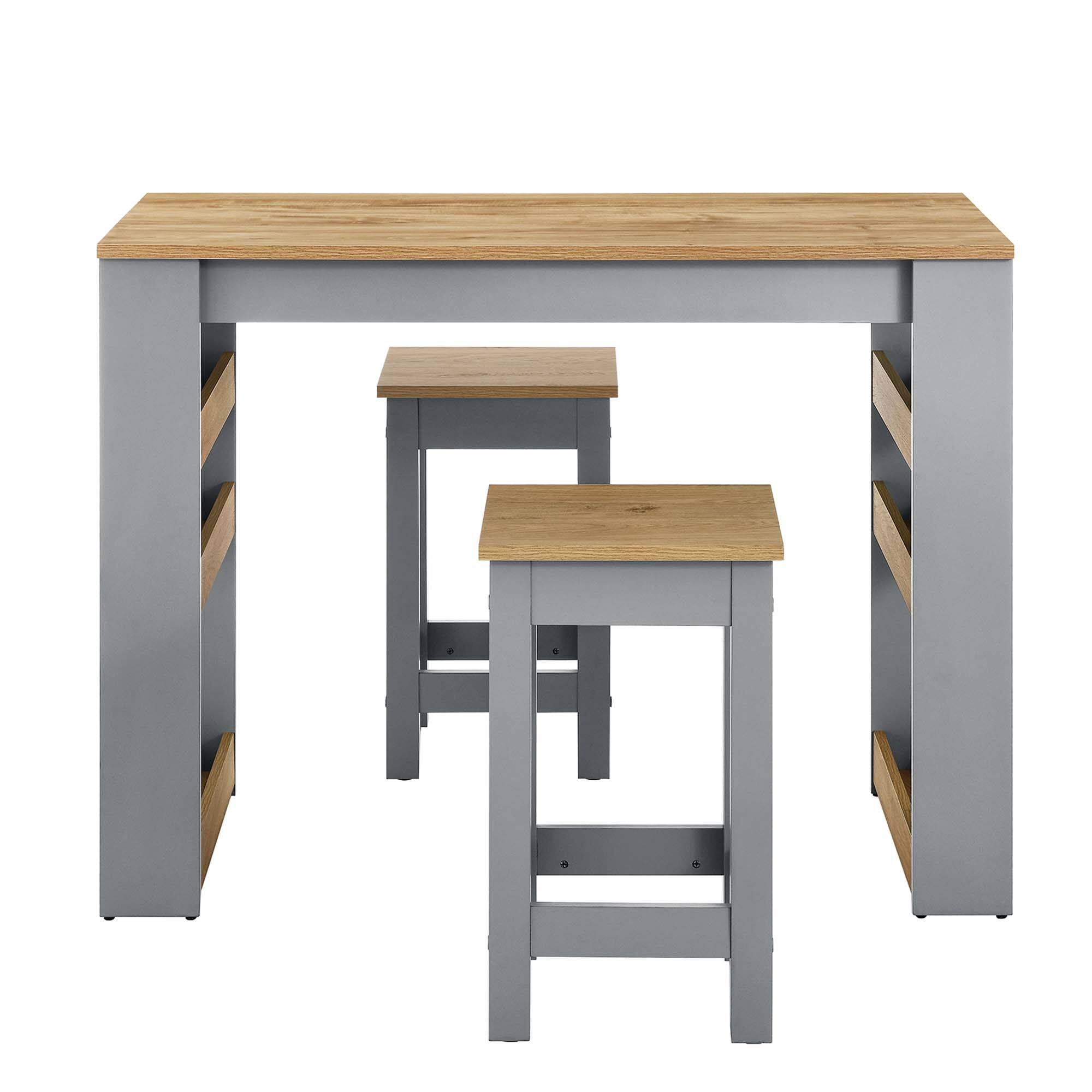Alt View 5. Modway - Galley 3-Piece Kitchen Island and Stool Set by Modway - Oak Gray.