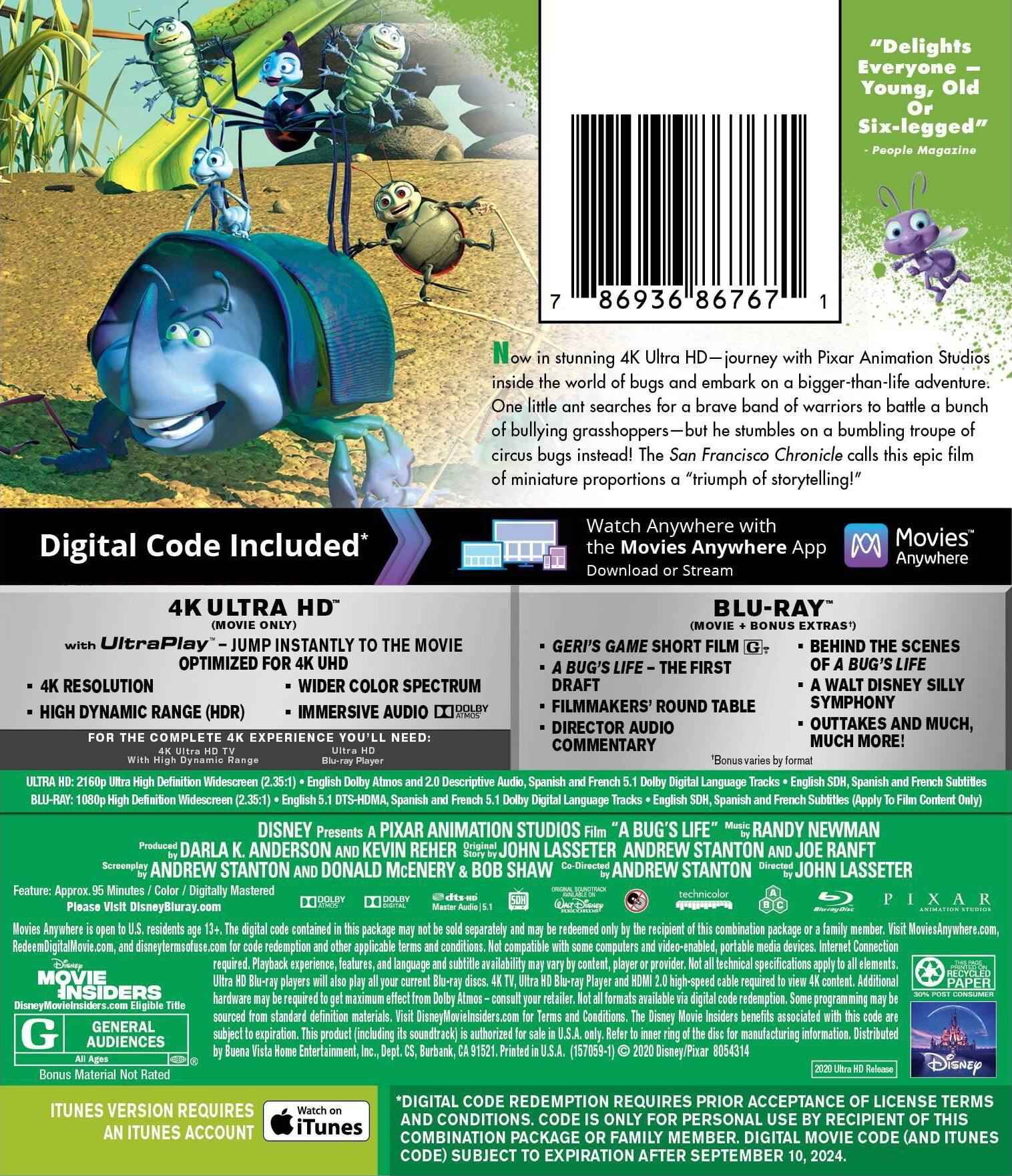 Alt View 1. A Bug's Life   - 4K Blu-Ray.