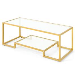 Resenkos - Modern Style Glass Coffee Table for Living Room Use - Gold