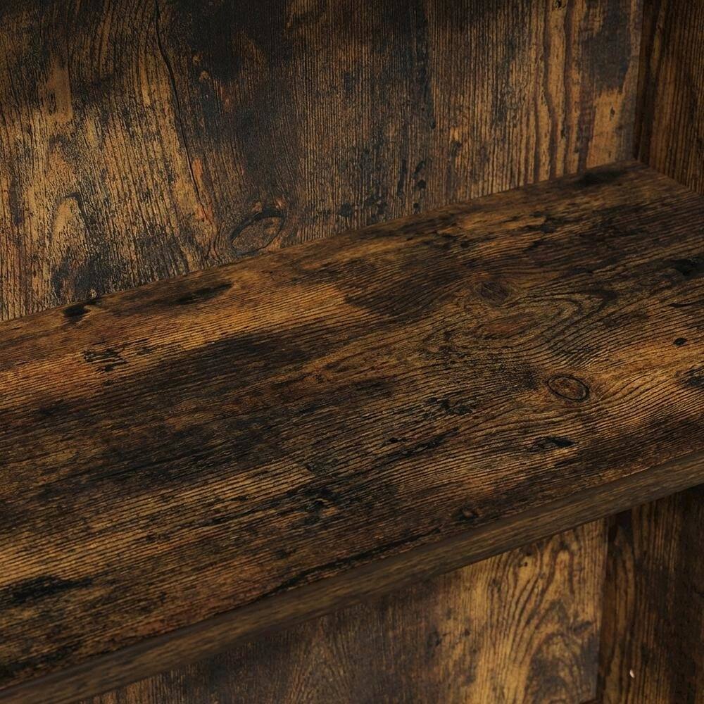 Alt View 1. FurniFact - Wooden Bookcase in Finish with Open Shelves for Living Room Storage - Amber Oak.