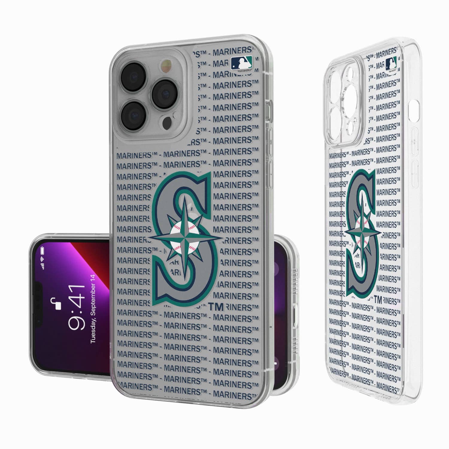Keyscaper - Seattle Mariners Text Backdrop Clear iPhone Case - 13 Pro - Multicolor