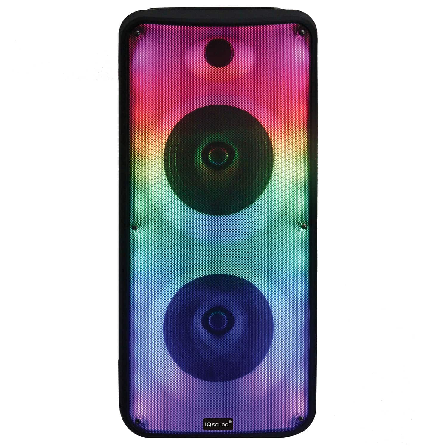 iQ Sound - Fire Box Dual 8-in. Bluetooth Portable Party System, True Wireless, With Fm Radio, Lights, Microphone - Black