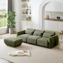 Electra Tech Xpress - Sectional Sofa Couch,Convertible L Shaped Sectional for Living Room,Modular Couch with Removable Ottoman - Green