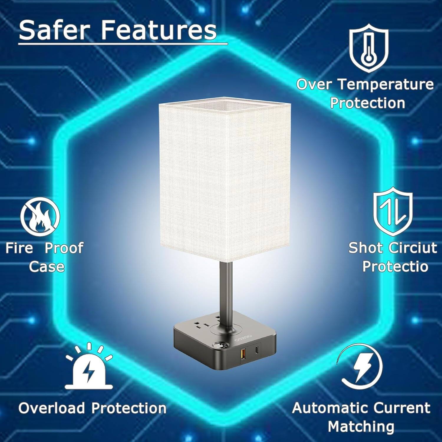 Safer Features

- Over Temperature Protection
- Fire Proof Case
- Shot Circuit Protection
- Overload Protection
- Automatic Current Matching