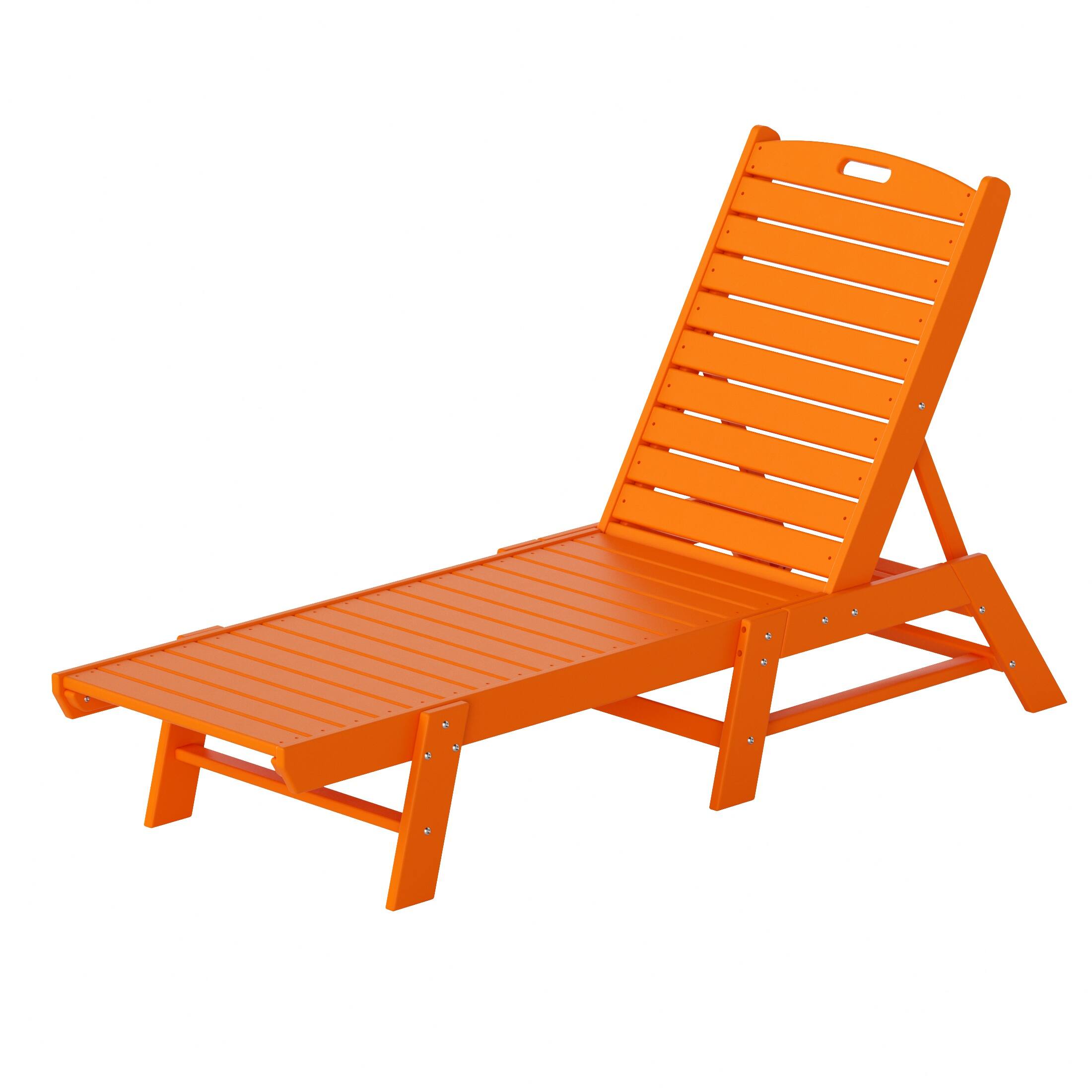 Alt View 3. WestinTrends - WestinTrends Malibu Poly Reclining Outdoor Patio Chaise Lounge Chair Adjustable - Orange.