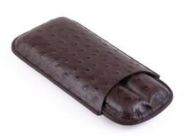 Prestige - Ostrich 2 Cigar Case (Brown) - Brown Leather Finish