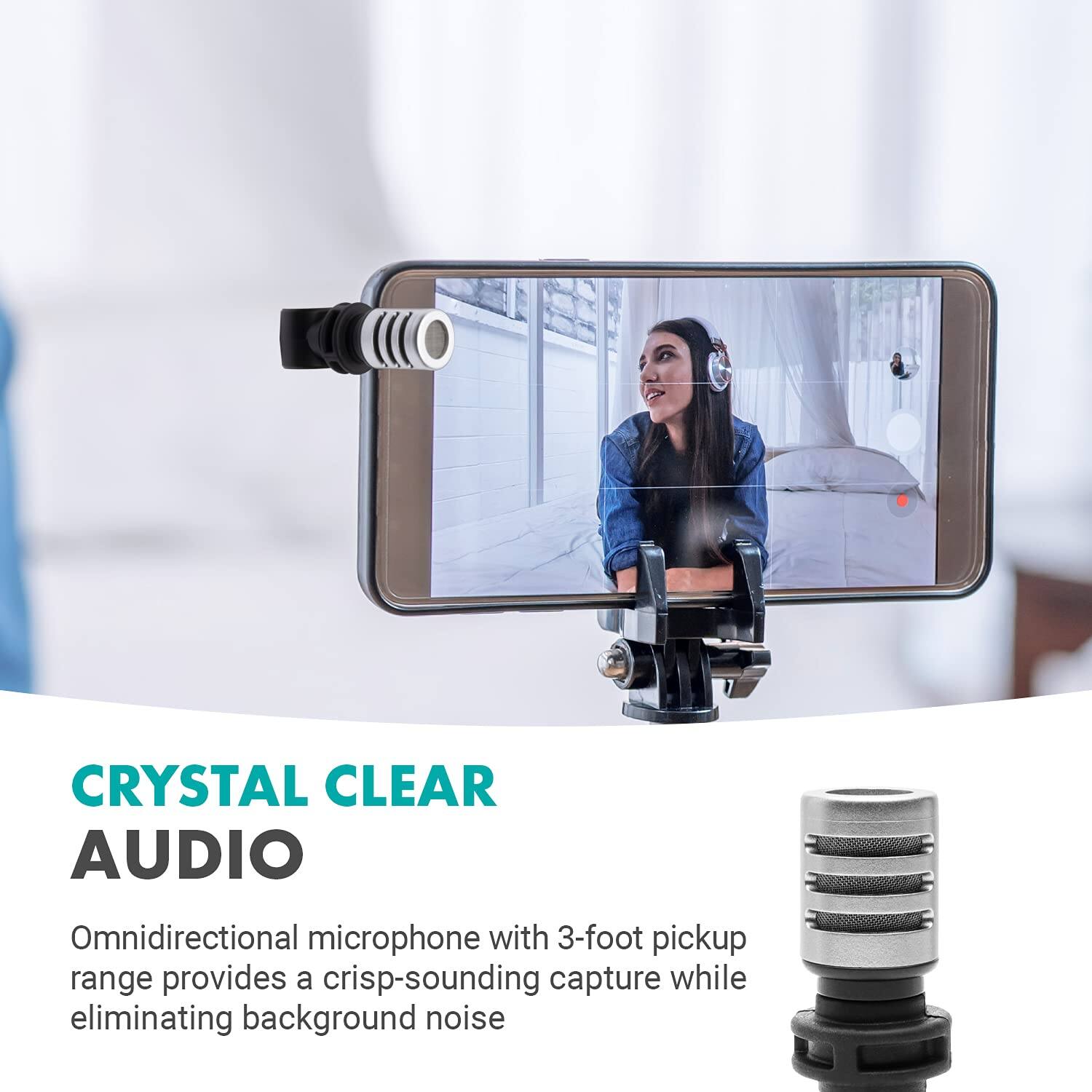 **CRYSTAL CLEAR AUDIO**

Omnidirectional microphone with 3-foot pickup range provides a crisp-sounding capture while eliminating background noise