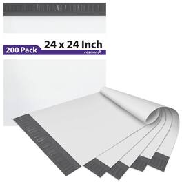 Fosmon - 24" x 24", Large Self-Seal Tear-Proof Polyethylene Mailers - 200 Pack - Silver
