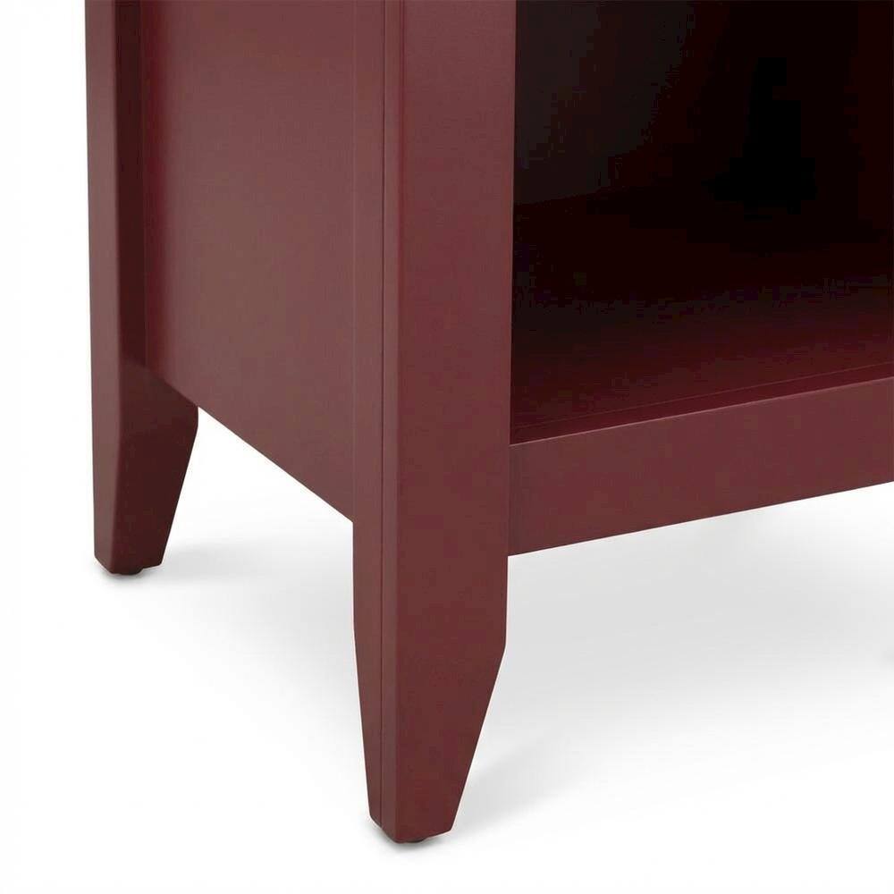 Left. FurniFact - Burgundy Wooden Night Stand with Single Drawer and Stable Design - Burgundy.