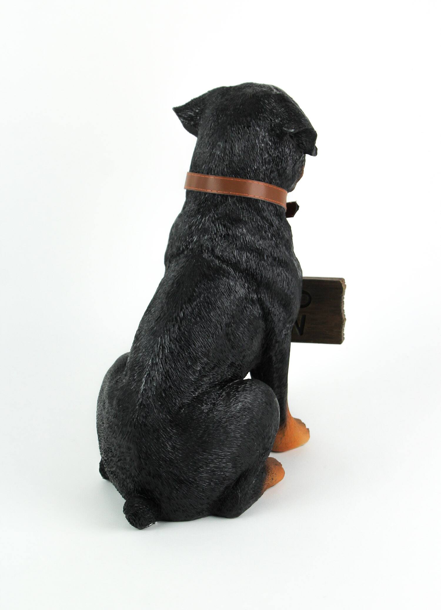Alt View 2. World of Wonders - Buddy Rottweiler Guard Dog Indoor Outdoor Statue with Reversible Message Sign - Black.