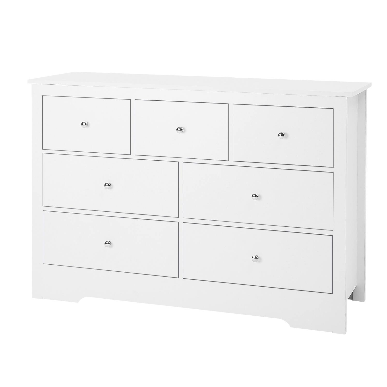 Alt View 5. VEVOR - 7 Drawer Dresser, Wooden Chest of Drawers with Sliding with Anti-tip Device, Modern Minimalist Dresser Chest - White.