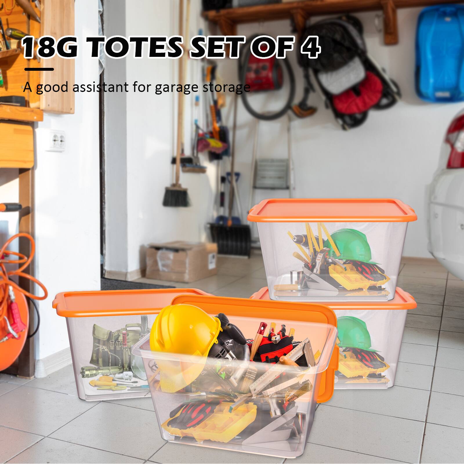 18G TOTES SET OF 4  
A good assistant for garage storage