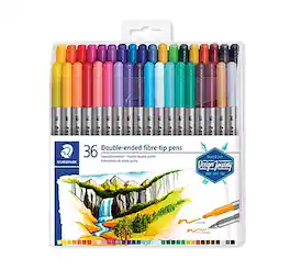 Staedtler - Double Ended Fiber Tip Pen, Assorted Ink, 36/Pack (3200TB36)