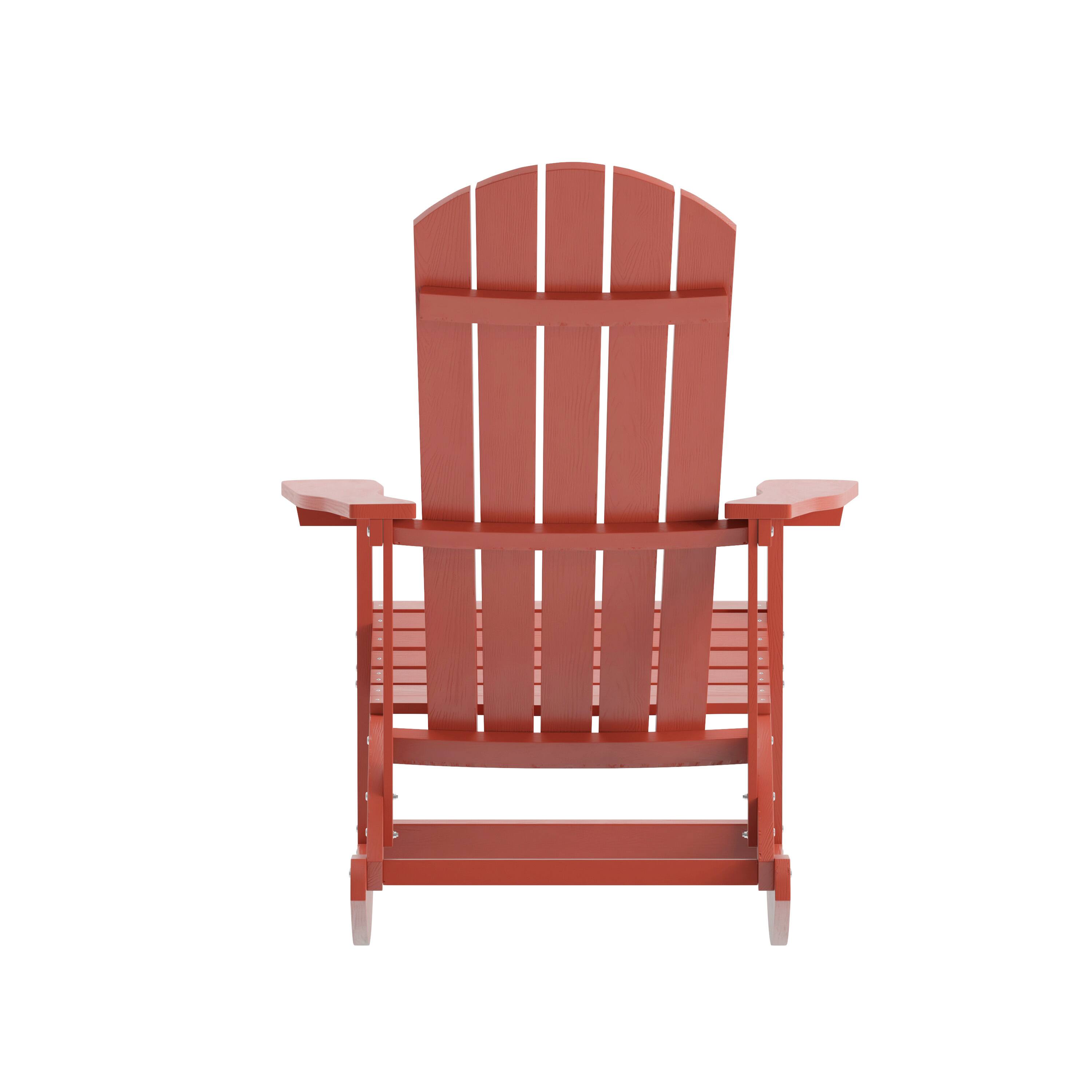 Alt View 7. Emma + Oliver - Classic All-Weather Poly Resin Rocking Adirondack Chair with Stainless Steel Hardware for Year Round Use - Red.