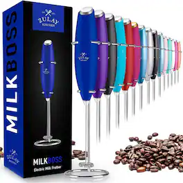 Zulay Kitchen - Powerful Milk Frother Handheld Foam Maker for Lattes by Milk Boss - Royal Blue