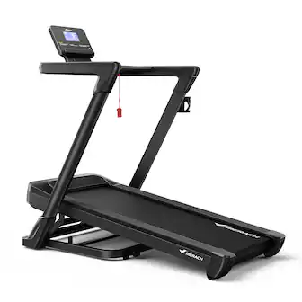 MERACH - Folding Treadmill 18% Auto Incline, 47"x18" Belt, 0.6-8.7MPH, 3.5HP Brushless, 350lbs,Screen, APP, Heart Rate - Black