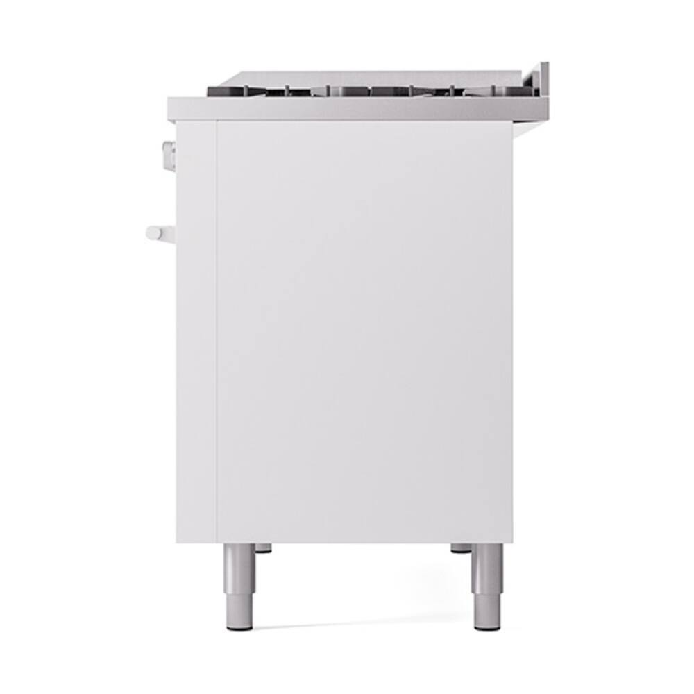 Alt View 4. ILVE - ILVE Professional Plus II Series 48 in. Dual Fuel Range with 8 Sealed Burners + Griddle (Natural Gas, Satin Trim) - White.