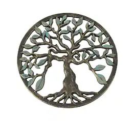 Zeckos - Finished Cast Iron Tree Of Life Wall Hanging 11.75 Inches In Diameter - Bronze