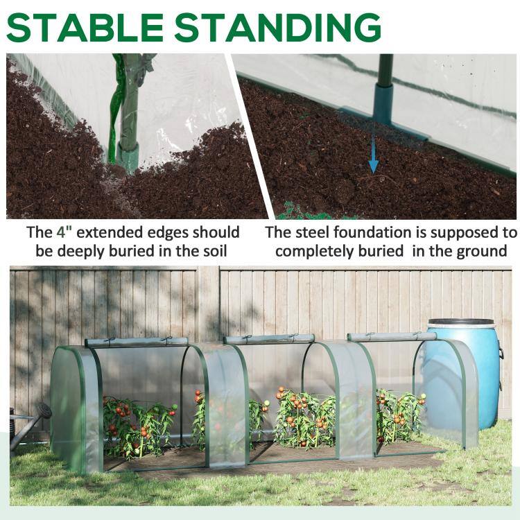STABLE STANDING

The 4" extended edges should be deeply buried in the soil

The steel foundation is supposed to be completely buried in the ground